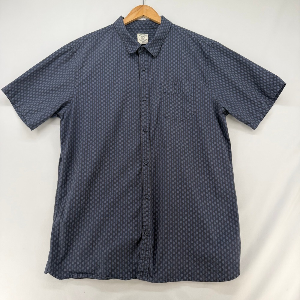 Voyager Men XXL Gray Blue Geometric Print Short Sleeve Button Up Shirt SP9104301